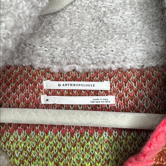 Anthropologie Cozy Multicolor Knit Cardigan with Faux Fur Collar‎ Size Medium - Picture 7 of 8
